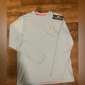 NWT Vineyard Vines Dri-Fit Polyester Blue Long sleeve t shirt boys size Large
